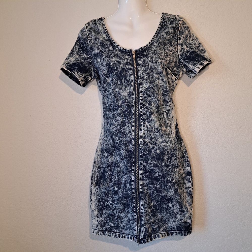 V.I.P. Jeans full front zip denim mini dress